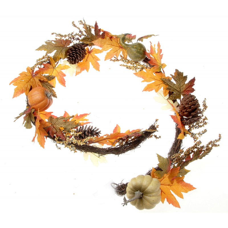 Pumpkin Garland - Orange, Green and Brown (182cm long)-0
