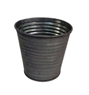 Antique Ribbed Zinc Pot 11 x 8 x 10cm-0