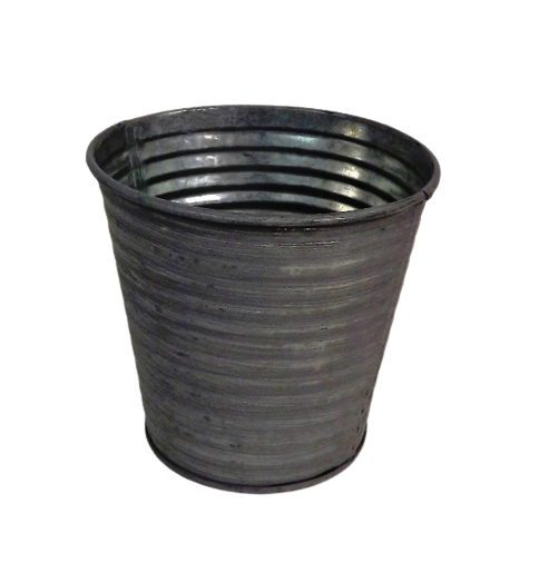 Antique Ribbed Zinc Pot 11 x 8 x 10cm-0