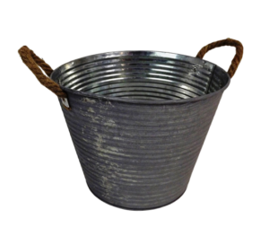 Antique Ribbed Zinc Pot 20.5 x 15 x 16.5cm-0