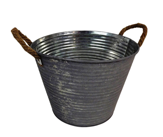 Antique Ribbed Zinc Pot 20.5 x 15 x 16.5cm-0
