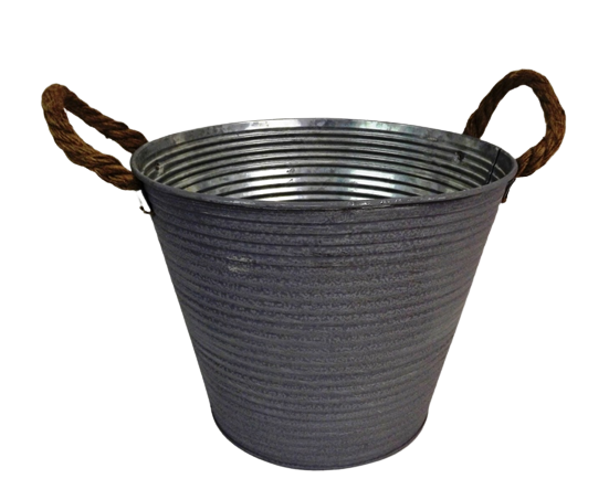 Antique Ribbed Zinc Pot 22.5 x 16 x 18.5cm-0