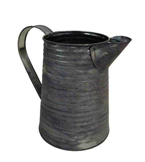 Antique Ribbed Zinc Jug 10 x 11 x 16cm-0