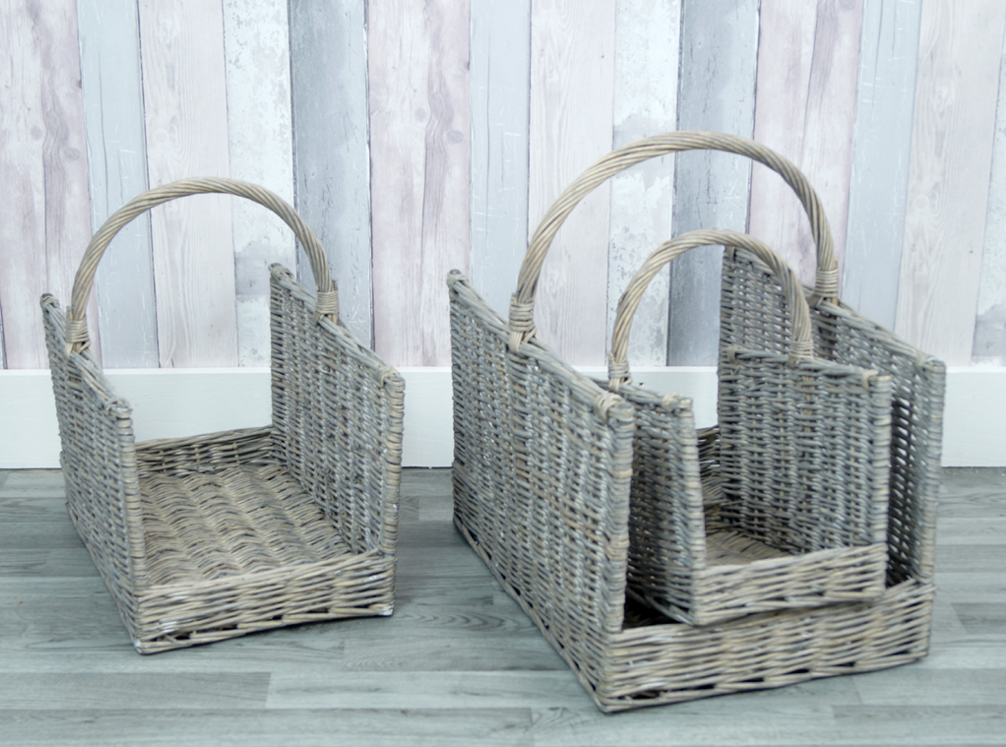 Set Of 3 Square Greywashed Baskets-0