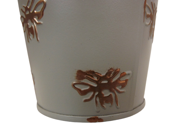 Grey Pot W/Gold Bee 11 x 10 x 8cm-24539