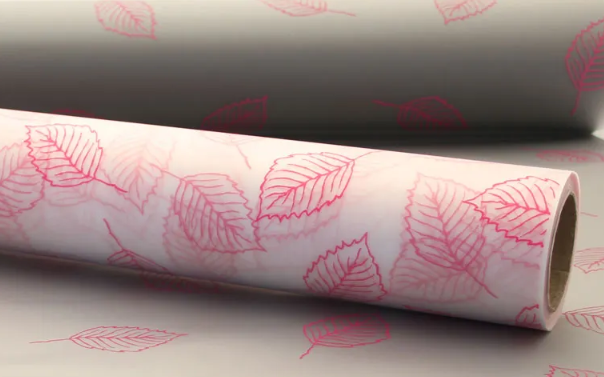 80cm x 50mtr Cerise Leaf Frosted Film-0