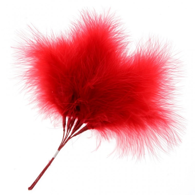 Fluffy Feathers - Red (24cm x 6 Pieces)-0