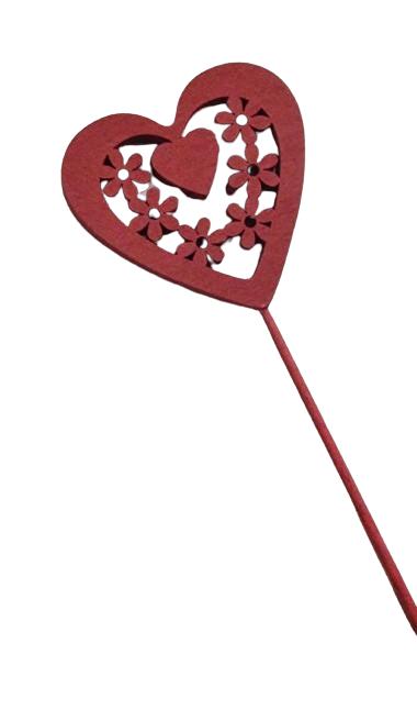Pack Of 5 Wooden Hearts On Stick 50cm Red 7cm-0