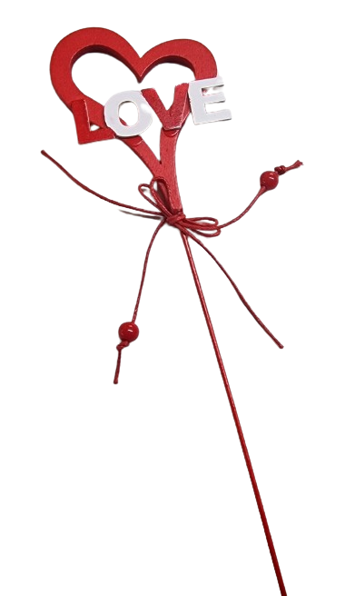 Pack Of 8 Wooden Hearts On Stick Red 29cm-0