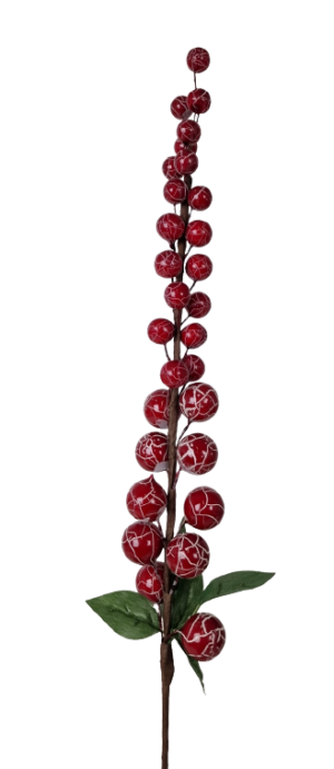 72cm Crackle Effect Red Berry Stem-0