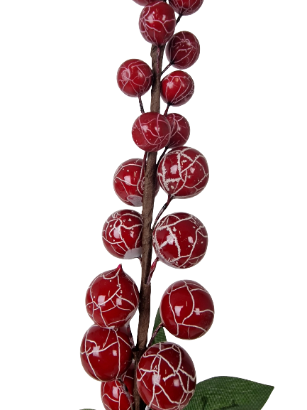 72cm Crackle Effect Red Berry Stem-25207