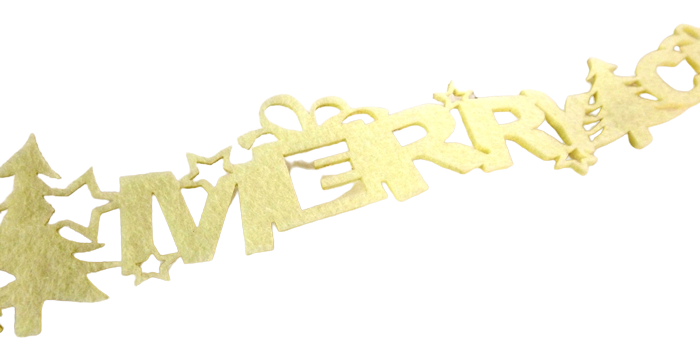200 x 6cm Felt Christmas Garland Cream-25148