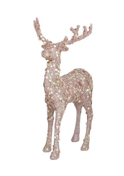 30cm Sequin Reindeer Ornament Rose Gold-0