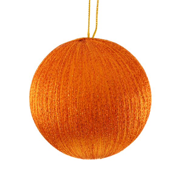 8cm Spun Metallic Bauble Orange-0