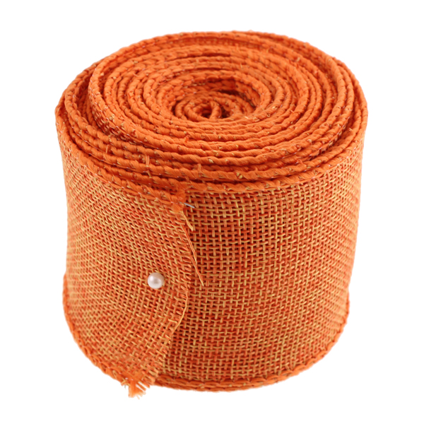 6.4cm x 9.14m Faux Jute Ribbon Orange-0