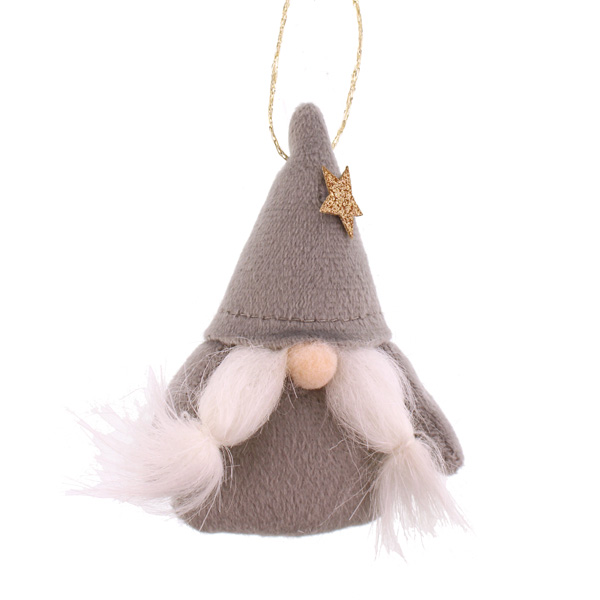 15cm Fabric Hanging Mini Gonk Decoration Grey-0