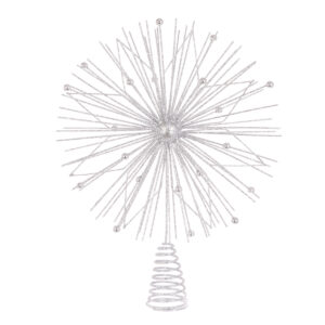 Glitter Star Spray Tree Topper Silver-0