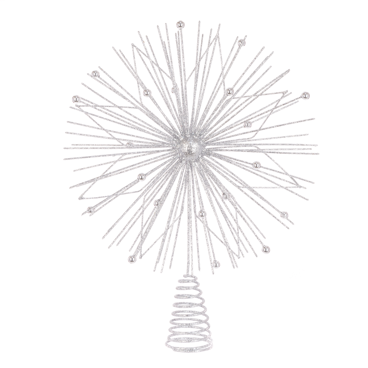 Glitter Star Spray Tree Topper Silver-0