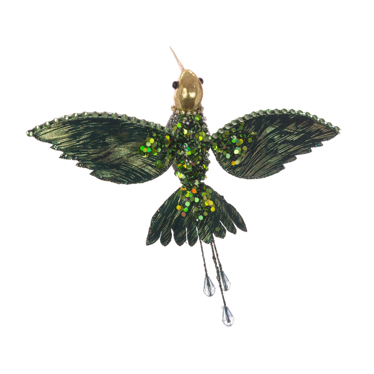Beaded Hummingbird Clip 17cm Green-0