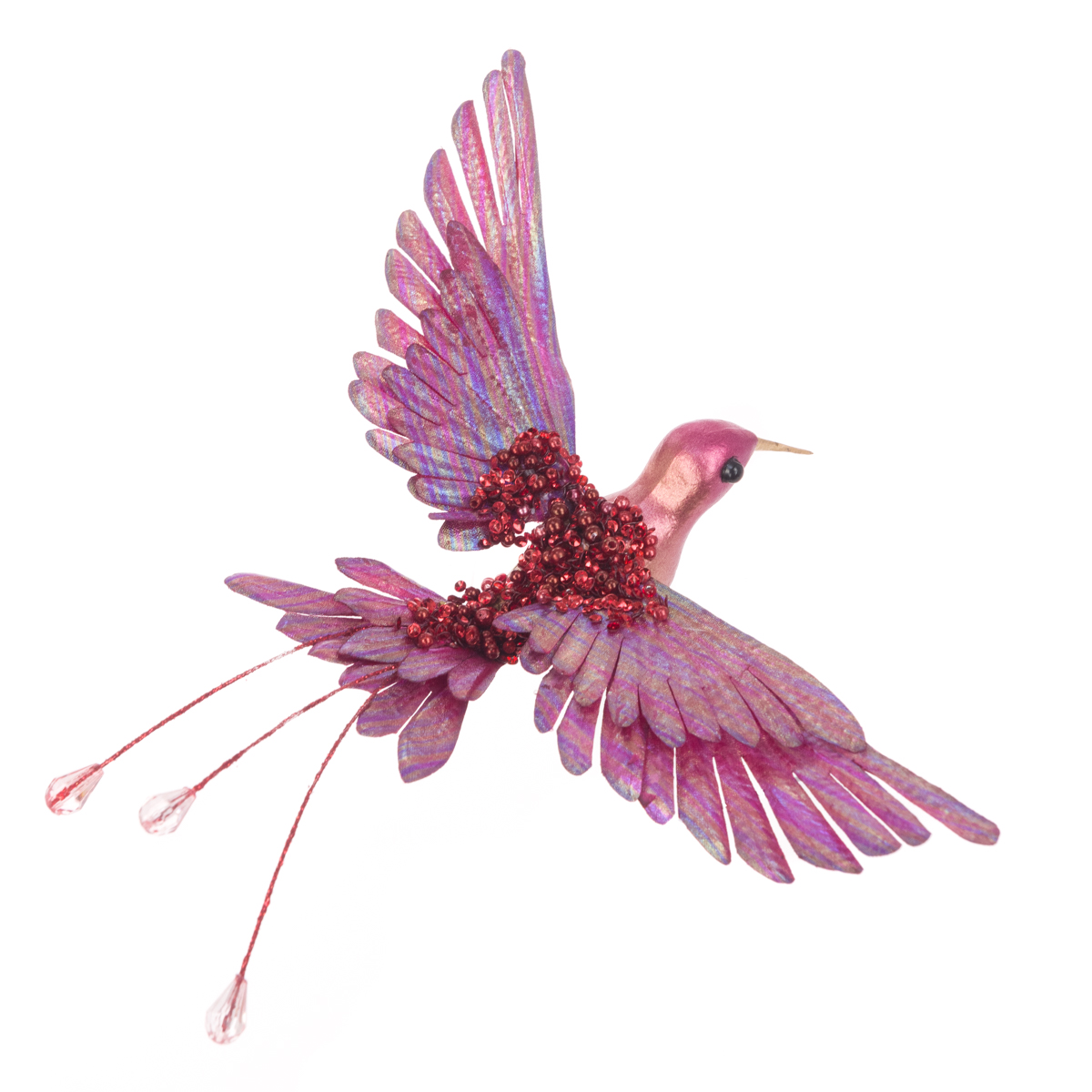 Beaded Hummingbird Clip 20cm D Pink-0