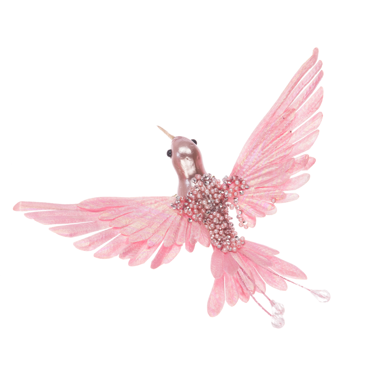 Beaded Hummingbird Clip 20cm L Pink-0