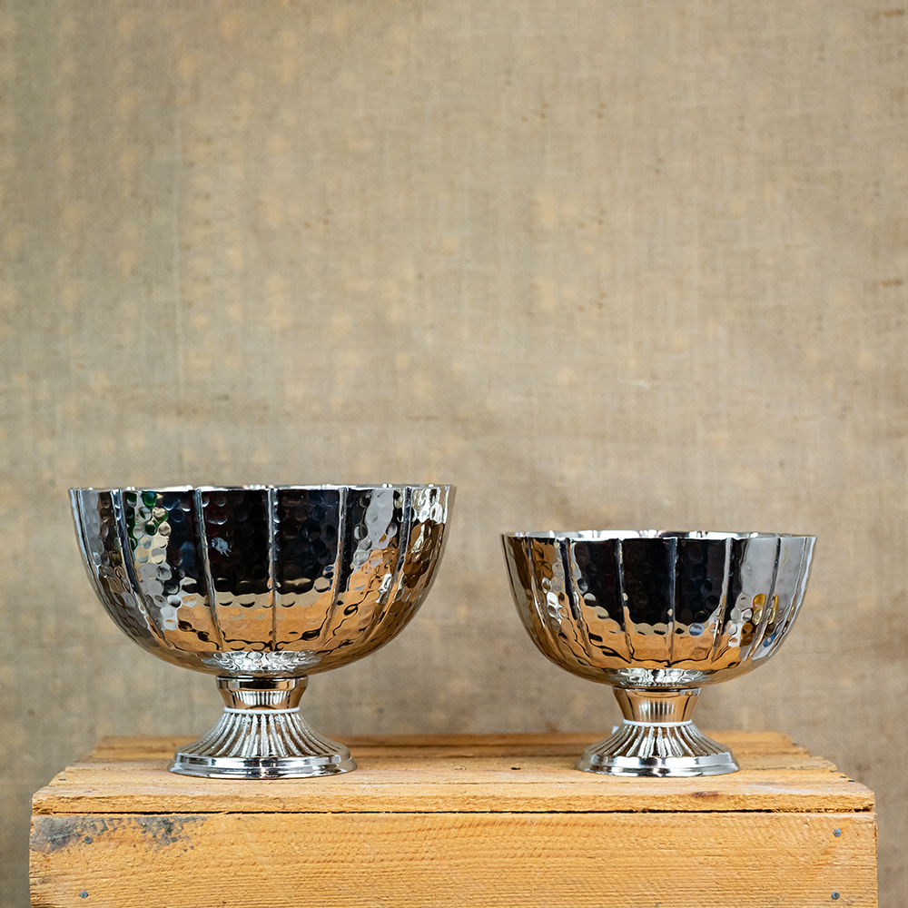 Silver Footed Bowl Aluminium 25 x 12.5 x 19cm-25178