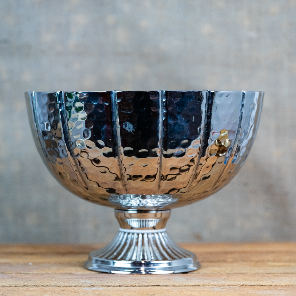 Silver Footed Bowl Aluminium 25 x 12.5 x 19cm-25176