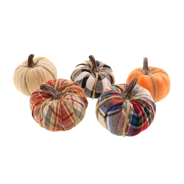 8cm Assorted Fabric Pumpkin x 5 in Bag-0