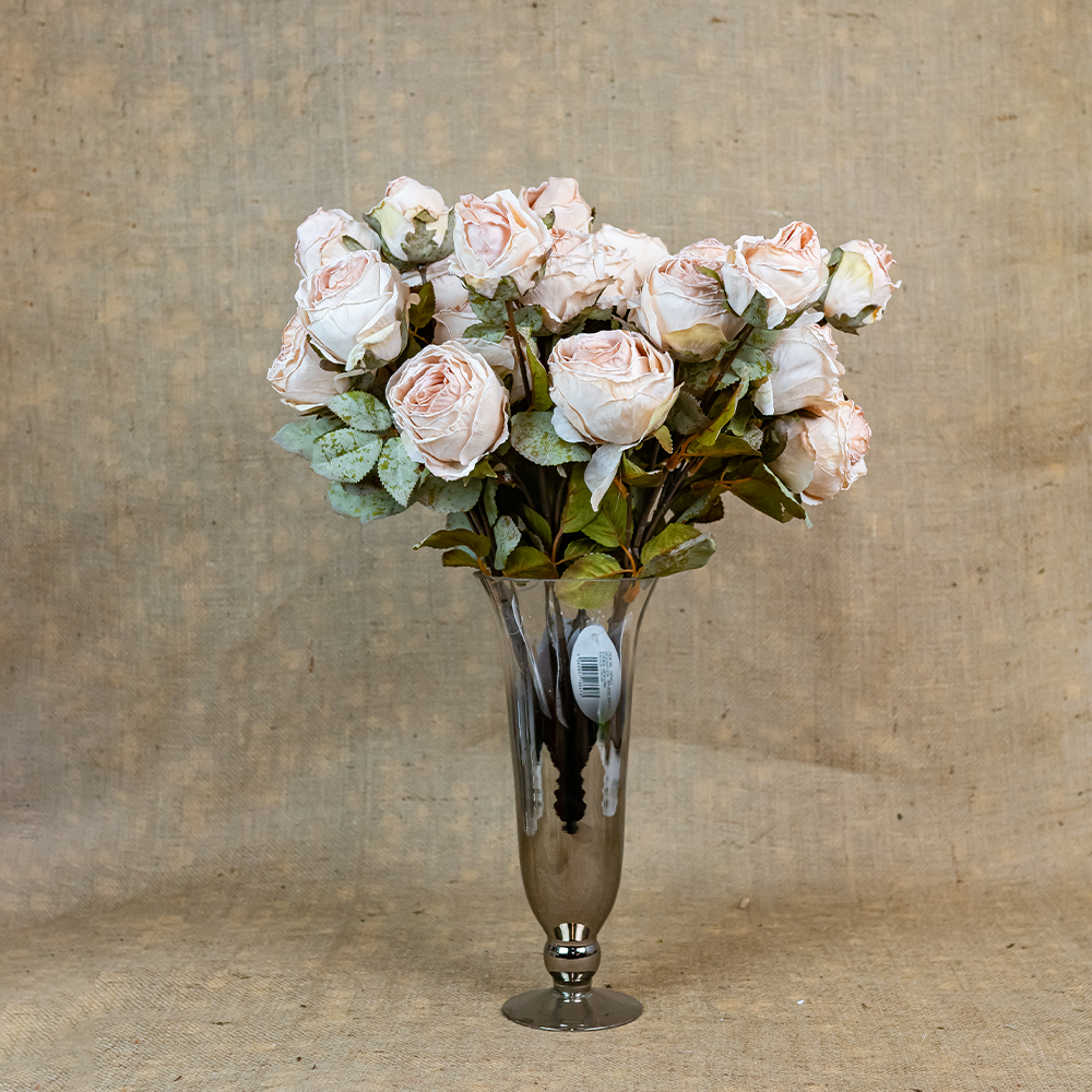 Vintage Antique Rose Faux Dried Flowers Cream (4 heads, 54cm long)-25242