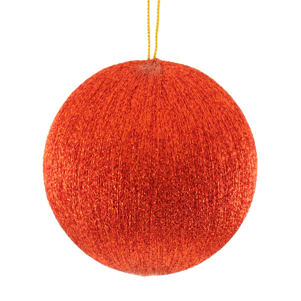 8cm Spun Metallic Bauble Red-0
