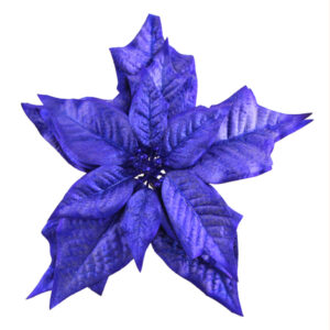 26cm Metallic Poinsettia Clip Blue-0