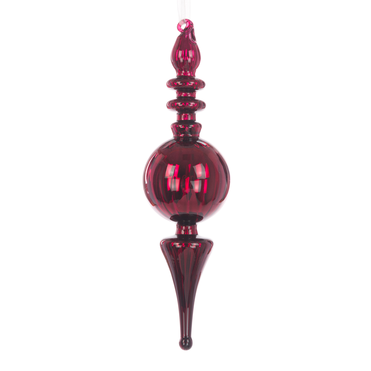 GLASS Fancy Finial 24cm Deep Red-0