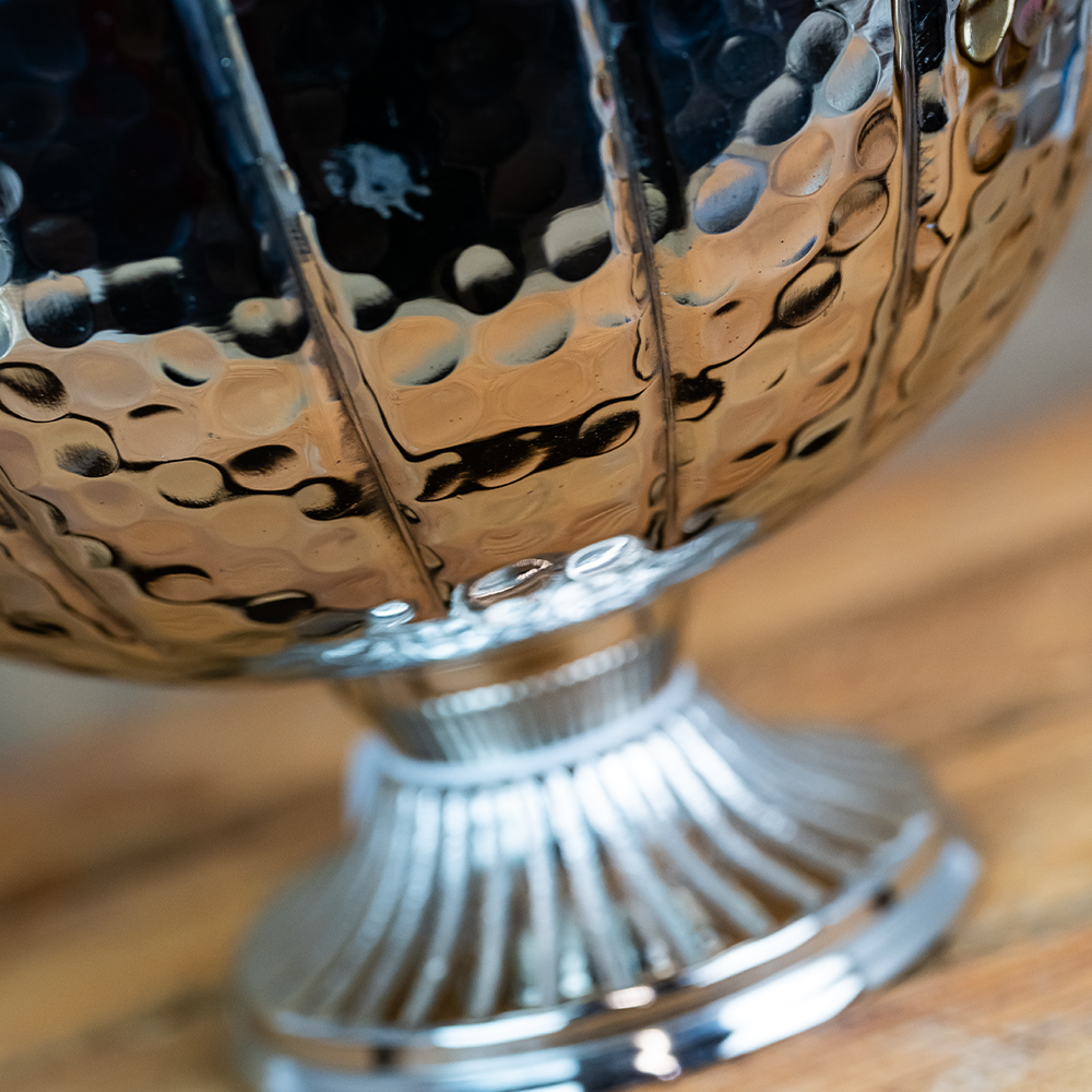 Silver Footed Bowl Aluminium 25 x 12.5 x 19cm-25177