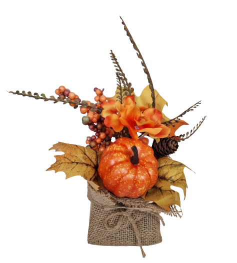 Autumnal Pumpkin In Burlap 25cm-0
