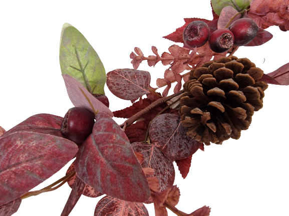 150cm Red Foliage/Cone/Berry Garland-25321