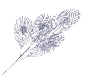 Glittered Peacock Feather Spray - Black/Silver (93cm long)-0