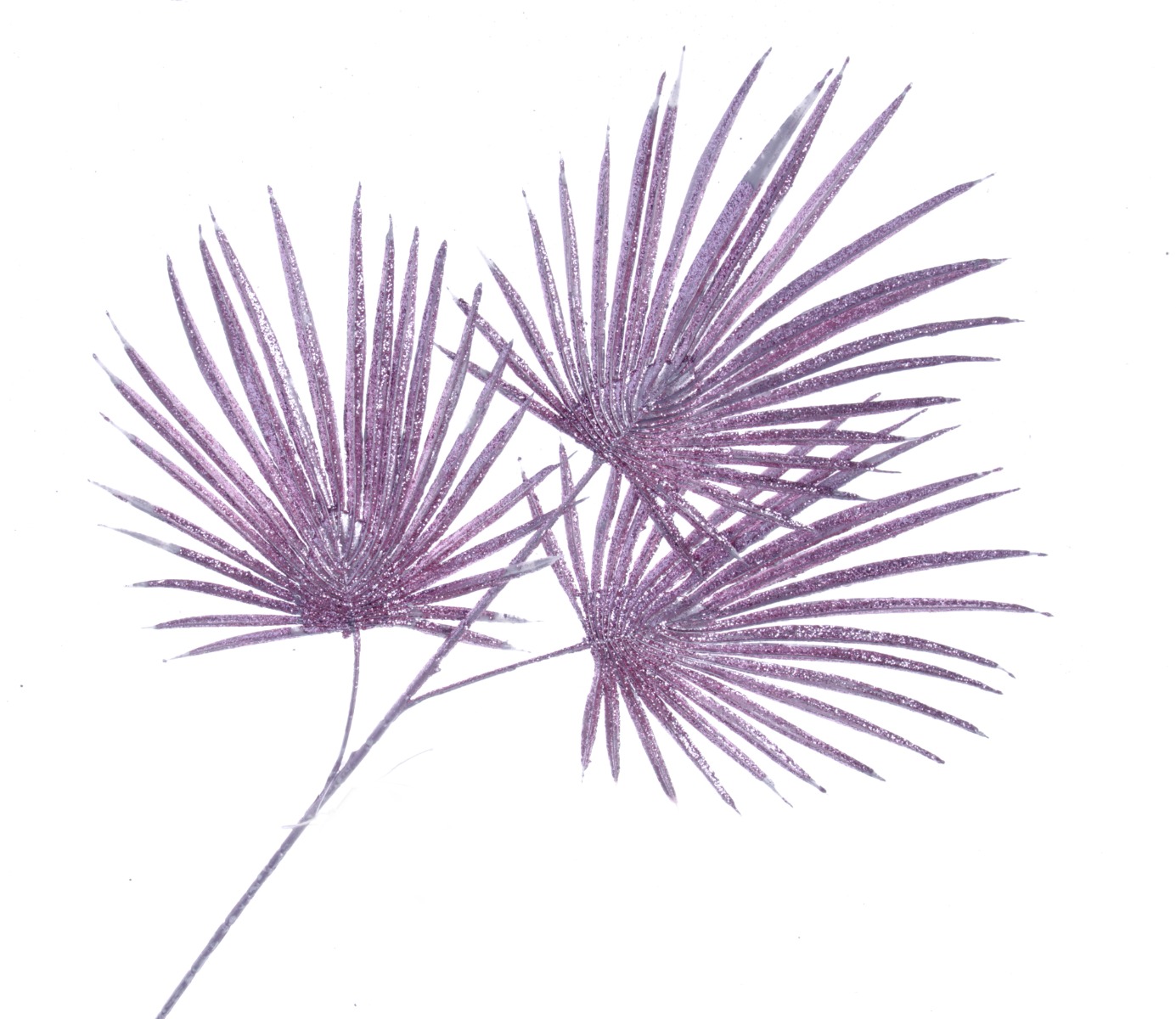 Glittered Fan Palm Leaves - Pink (3 leaves, 74cm long)-0