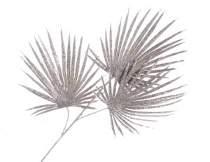 Glittered Fan Palm Leaves - Champagne (3 leaves, 74cm long)-0