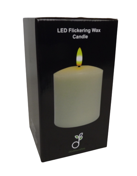 LED Wax Candle with 3D Flame - Ivory (12.5cm x 20cm height)-25581