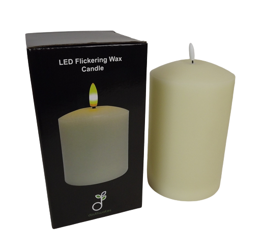 LED Wax Candle with 3D Flame - Ivory (12.5cm x 20cm height)-25582