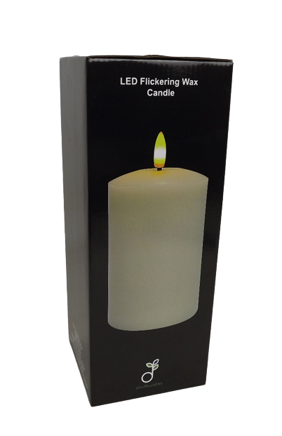 LED Wax Candle with 3D Flame - Ivory (12.5cm x 30cm height)-25586