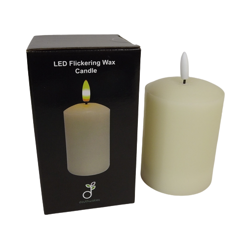 LED Wax Candle with 3D Flame - Ivory (7.5cm x 10cm height)-25590