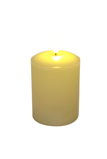 LED Wax Candle with 3D Flame - Ivory (7.5cm x 10cm height)-0