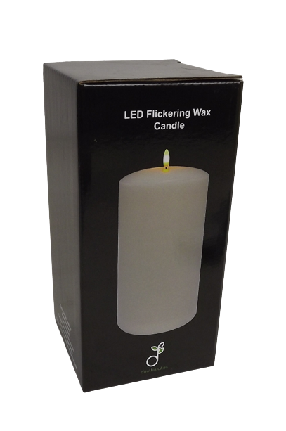 LED Wax Candle with 3D Flame - Ivory (7.5cm x 12.5cm height)-25592