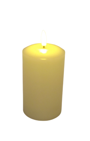 LED Wax Candle with 3D Flame - Ivory (7.5cm x 12.5cm height)-0
