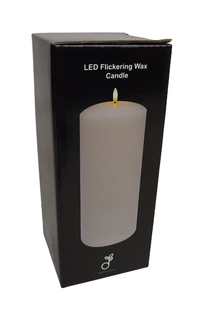 LED Wax Candle with 3D Flame - Ivory (7.5cm x 15cm height)-25595