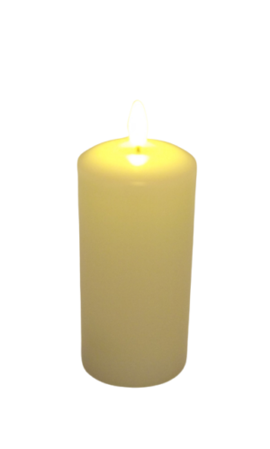 LED Wax Candle with 3D Flame - Ivory (7.5cm x 15cm height)-0