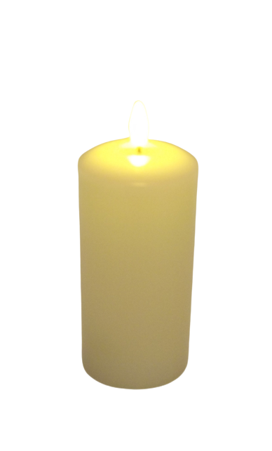 LED Wax Candle with 3D Flame - Ivory (7.5cm x 15cm height)-0