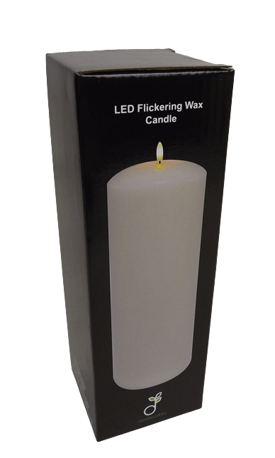 LED Wax Candle with 3D Flame - Ivory (7.5cm x 20cm height)-25598