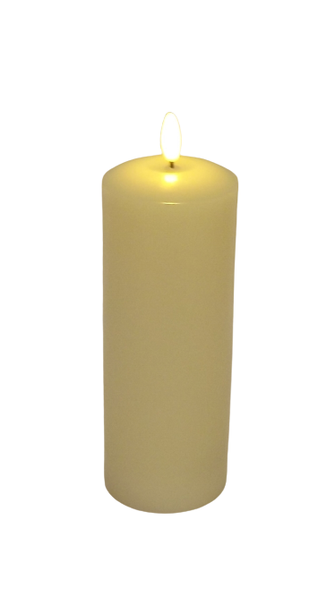 LED Wax Candle with 3D Flame - Ivory (7.5cm x 20cm height)-0